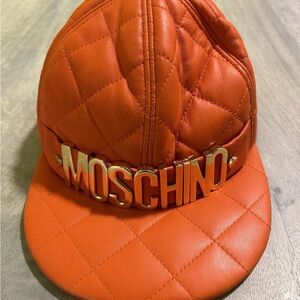 Moschino Orange Quilted Cap